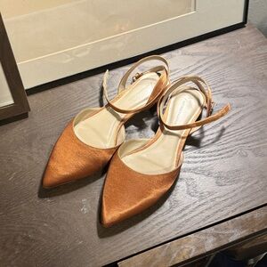 Antropologie Bronze ballet flat shoes